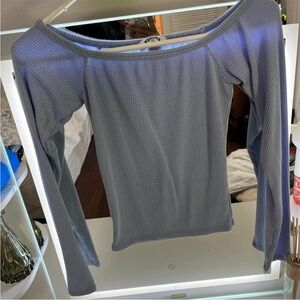 RSQ Women's Ribbed Long Sleeve Top - Light Blue